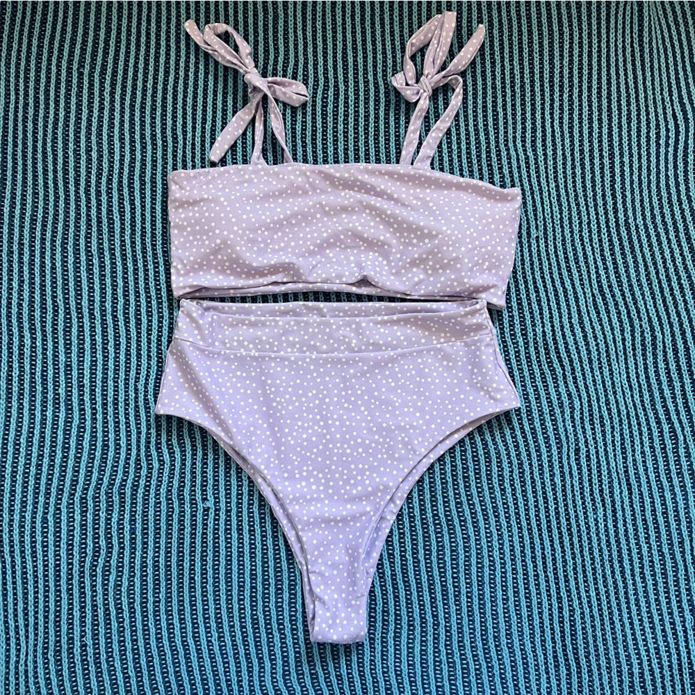 Polka Dot Purple Bikini Top and Bottom